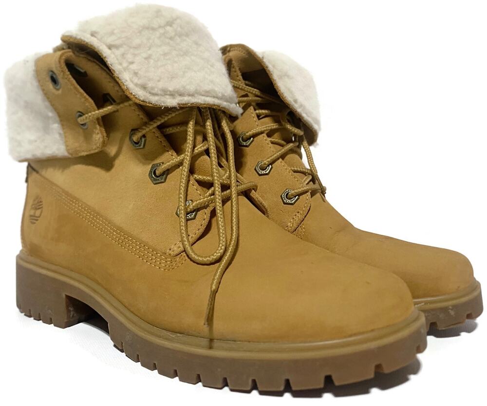 Timberland Wheat Nubuck Ankle Combat Fold-Down Boots Women's Size 7.5
